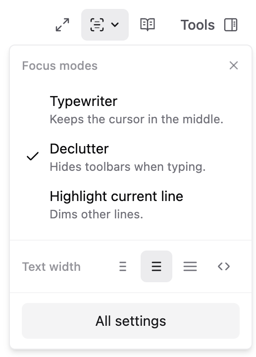 Updated focus modes UI in IWL