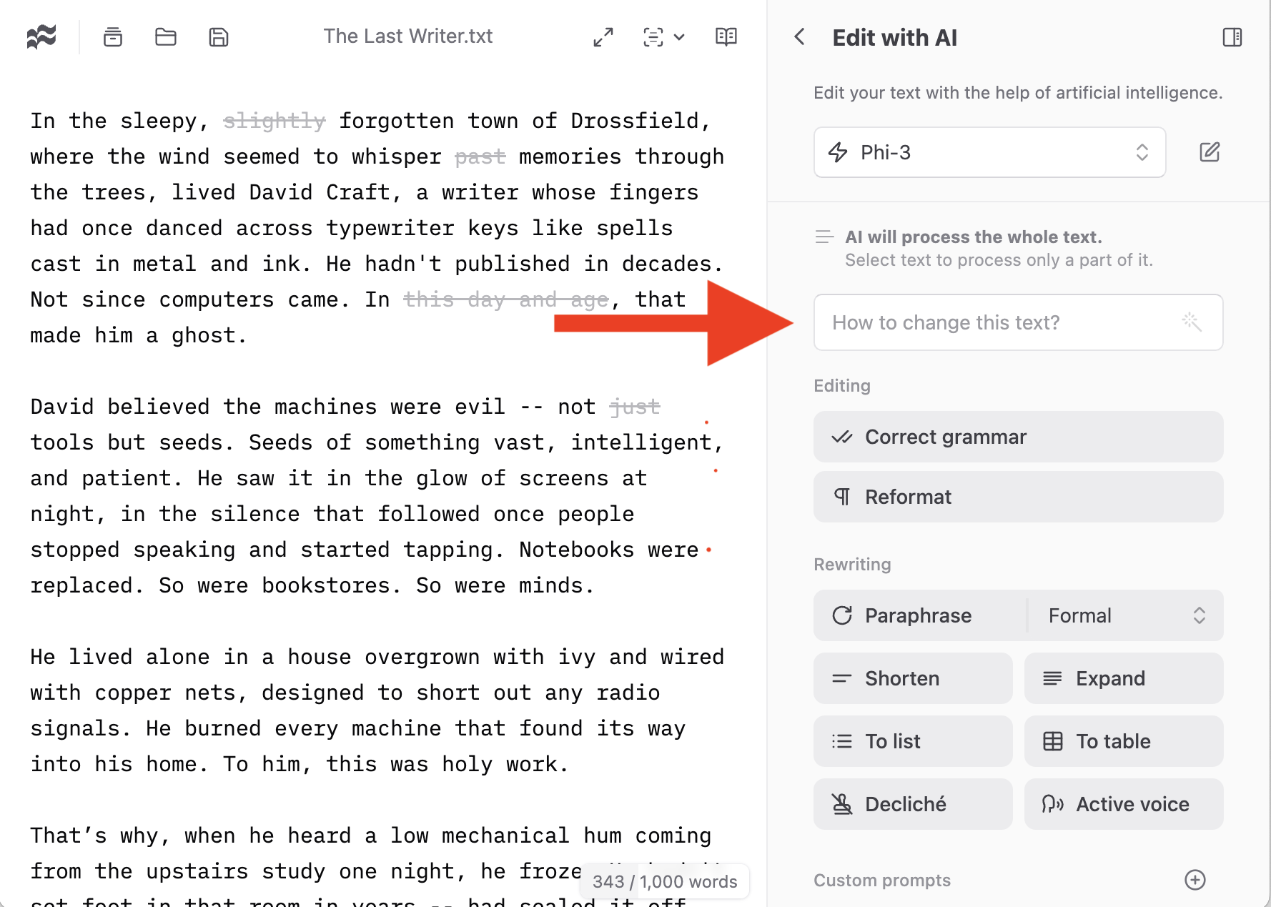Quick custom prompt in IWL